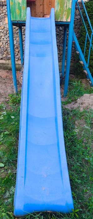 Topogan 3 metri albastru, forma S cu duza apa stare foarte buna