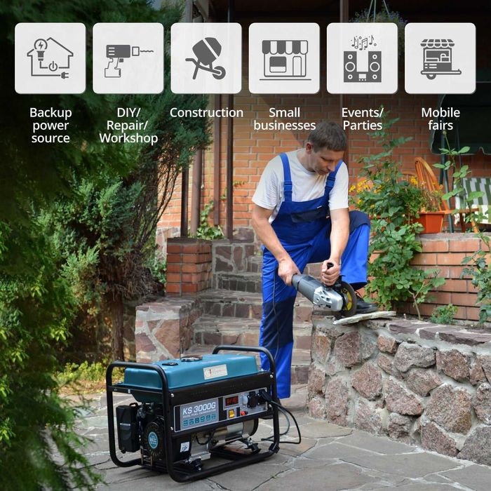 Generator Curent pe Gaz/Benzina „Könner & Söhnen” KS 3000G, Putere 3kW