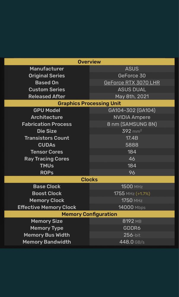 Doar Placa video nvidia geforce Rtx3070 LHR 8gb desktop gpu