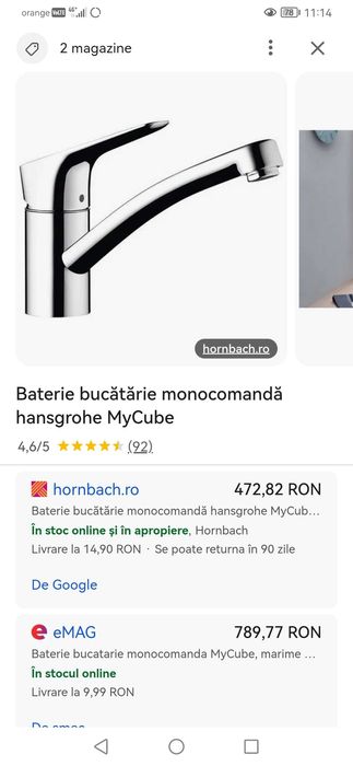 Baterie bucătărie hansgrohe mycube