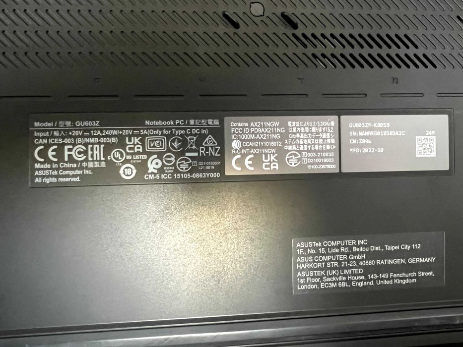 Геймърски Лаптоп i9, RTX 3060, 16GB RAM, 1TB m.2 ASUS ROG Zephyrus M16