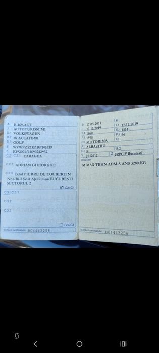 Golf 6 , proprietar pe carte