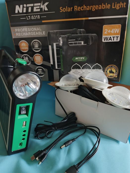 Kit Solar Lanterna + 3 becuri Led Powerbank 6000mah and Iluminare Led