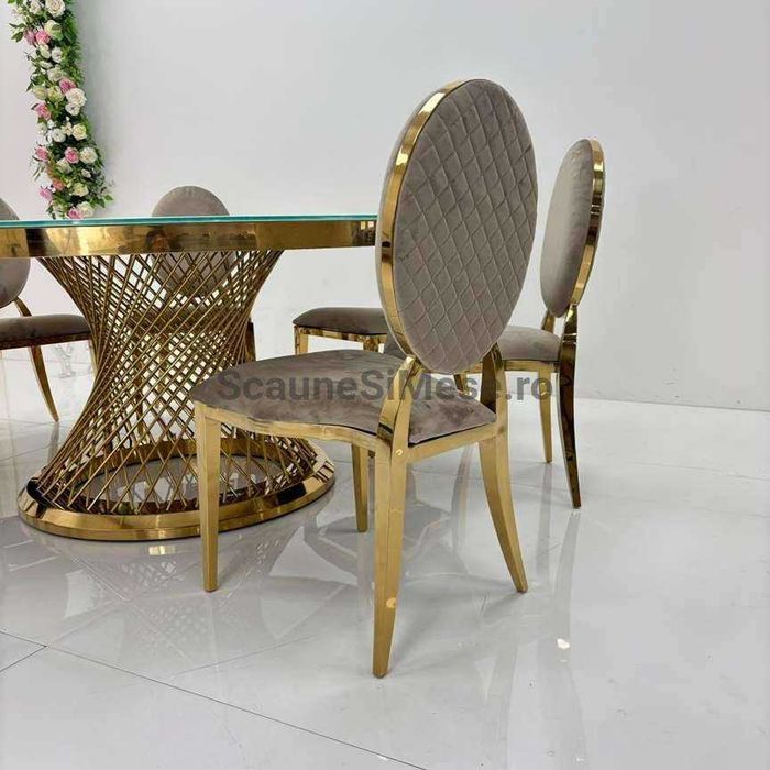 Masa (mese) lux aurie, restaurant, nunta, rotunda, 180cm, 10-12 pers.