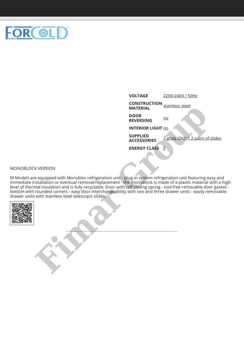 Продавам Фризер маса с две врати Forcold M-GN2100BT-FC
