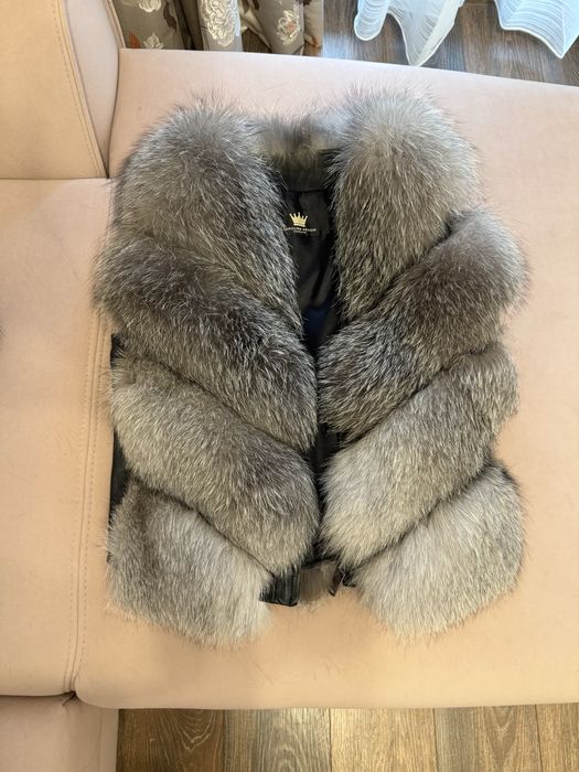 Haina blana naturala vulpe gri, inca in garantie-Carolina Design