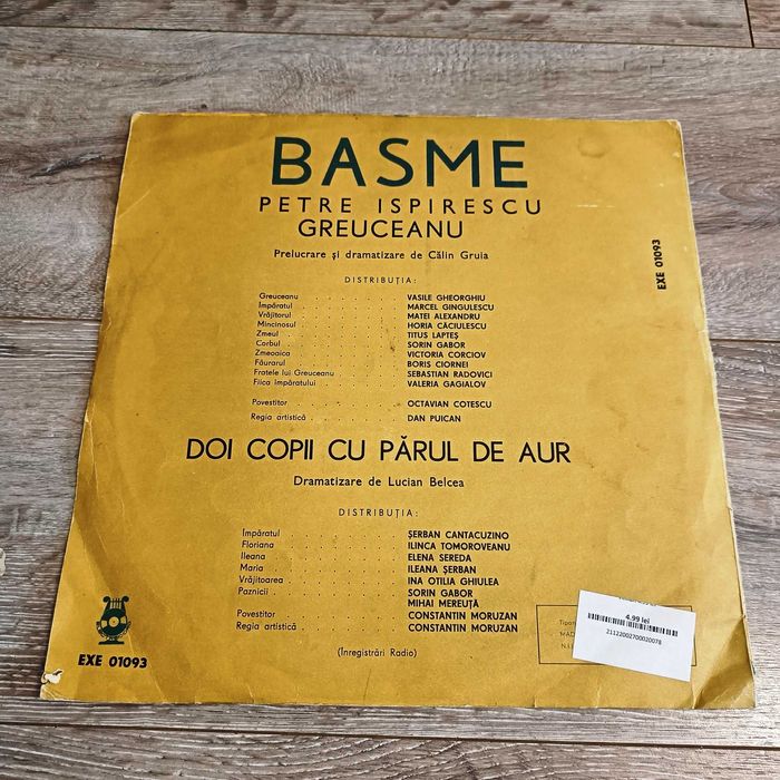 Vand disc de vinil cu povesti: Greuceanu / Doi Copii Cu Părul De Aur