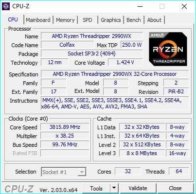 Рабочая станция на базе Threadripper 2990WX (32 ядра, 64 потока)