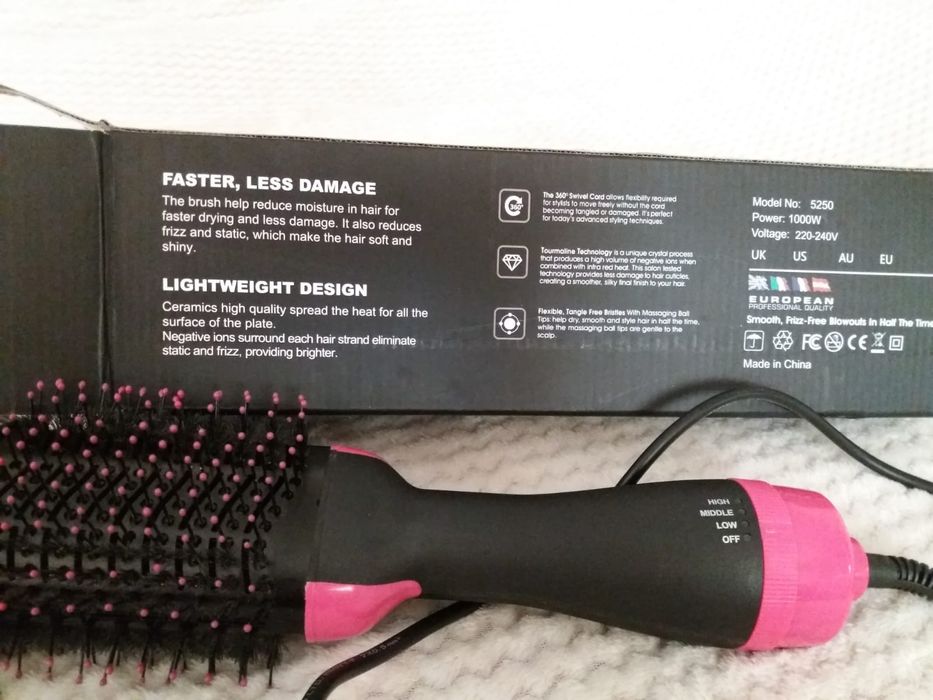 Perie electrica pentru par Fixa cu aer cald , One Step 3 in 1