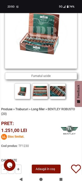 Trabucuri Bentley 20 Buc la cutie - Nicaragua - diferite modele