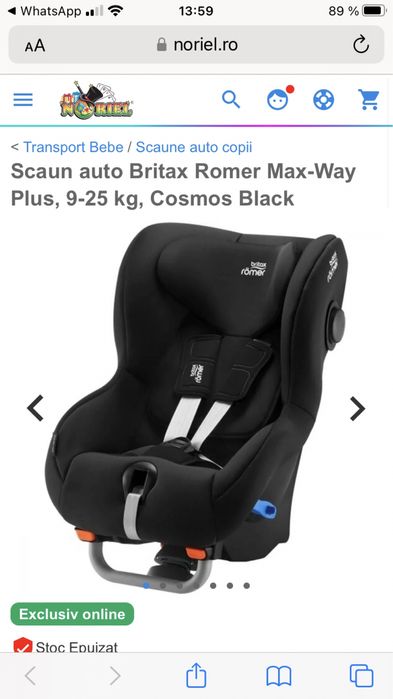 Scaun auto Britax Romer Max-Way Plus, 9-25 kg, Cosmos Black