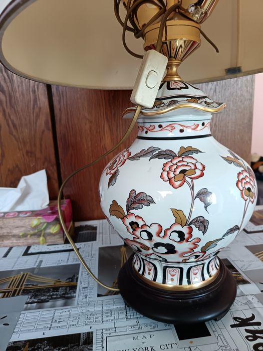 Veioza abajur porțelan vintage made in italy gigant(72cm/h)