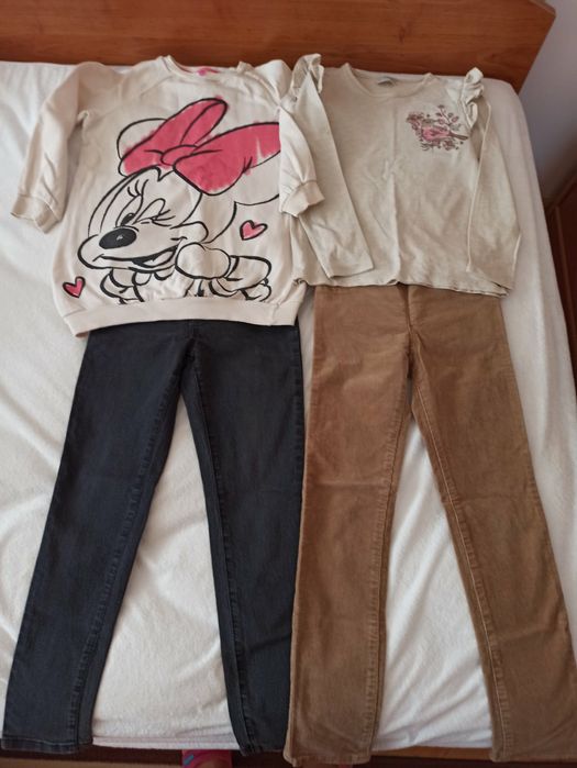 Детски ластични дънки и джинси с блузки