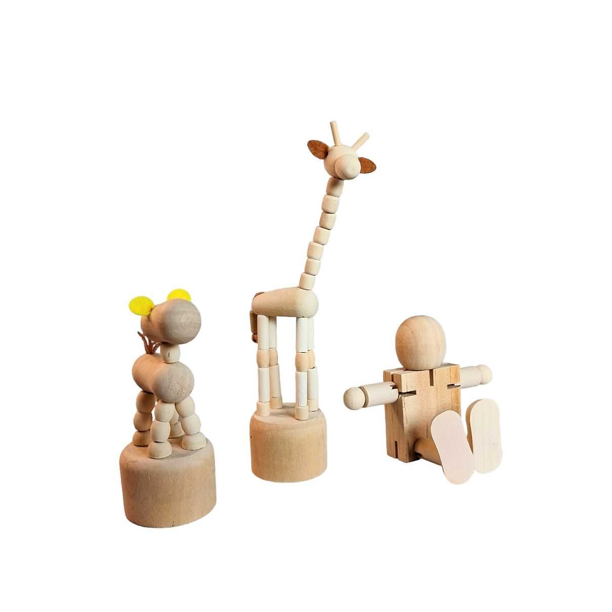 Jucarie Figurina -marioneta mobila lemn GIRAFA/CALUT/OMULET 12 ron/buc