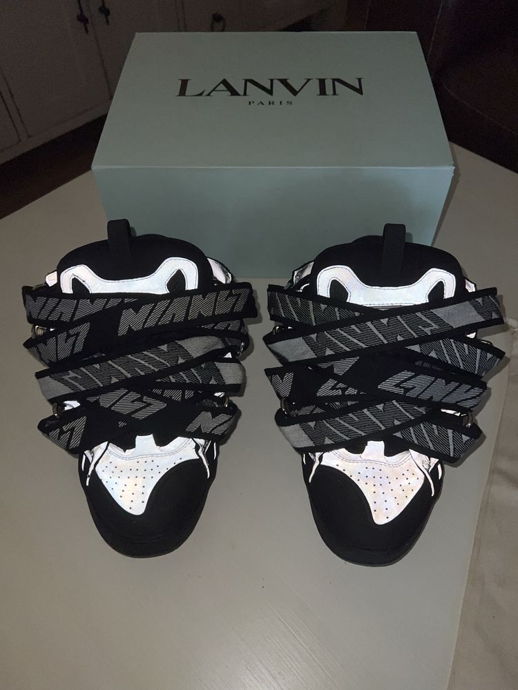 Reflective/Black and Grey Lanvin Curb Sneakers