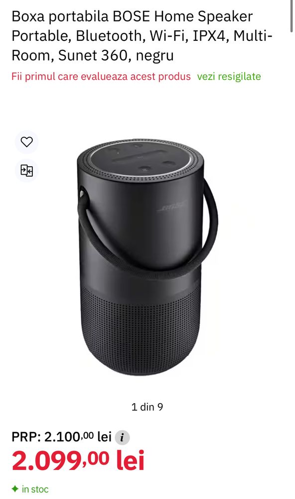 BOSE Home Speaker Portable, dock incarcare, sigilata, transport ZERO