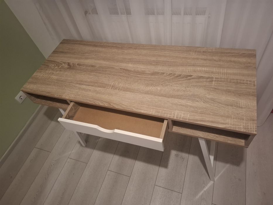 Birou 48x120 stejar deschis/alb – stare foarte bună