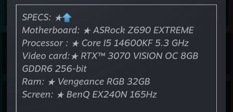 Pc Gaming i5 14600k RTX 3070