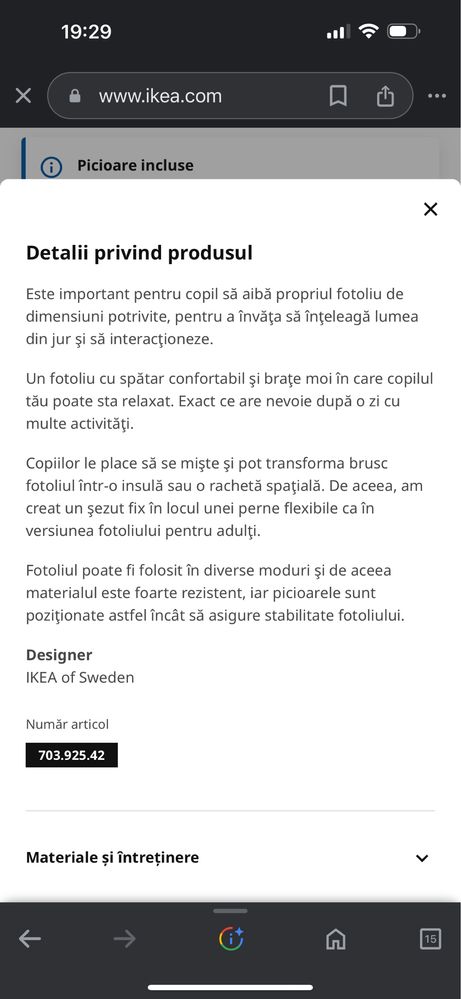 Fotoliu copii ikea