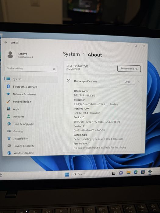 Lenovo T14 Gen5 14" Touch Ultra7 155U 32GB Ram , garantie 2028