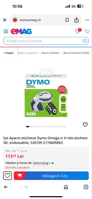 Set Aparat etichetat Dymo Omega si 4 role etichete 3D, embosabile