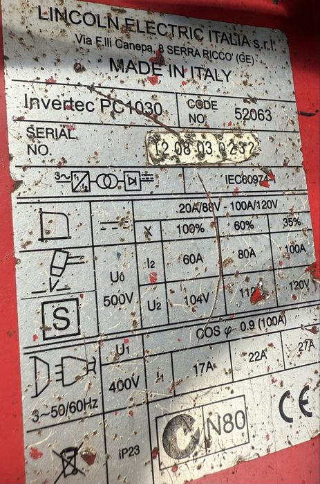 Plasma de debitat metal Lincoln Invertec PC 1030 / 100 amperi / 380v