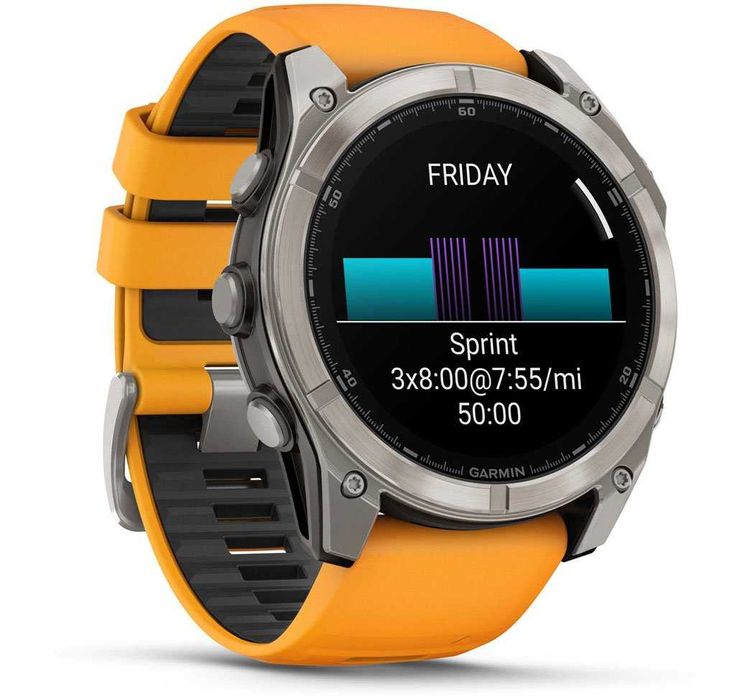 Нов! 2г Гаранция! Garmin Fenix 8 Amoled 47 мм Sapphire Titanium/Orange