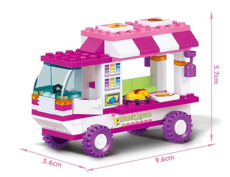 Joc constructii tip Lego Friends City 102 piese Snack House Car