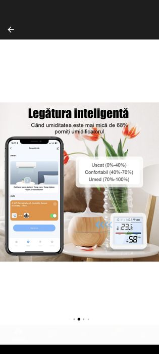 Senzor Temperatura si Umiditate smart - Zigbee