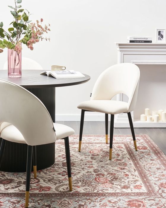 Set 2 scaune dining din catifea bej, Beliani