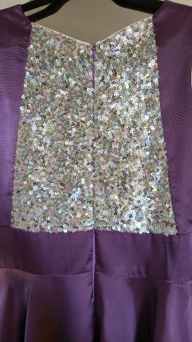 Set rochii mamă-fiică mov cu paiete argintii