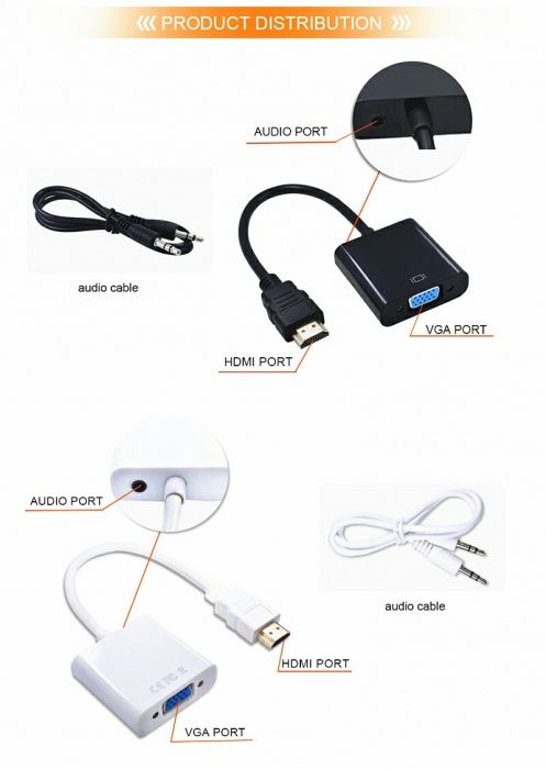 Переходник адаптер HDMI-VGA дисплей порт монитор VGA с аудио . ноутбук