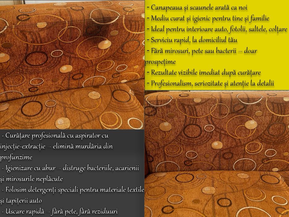 Curățare profesională tapițerii textile la domiciliu!