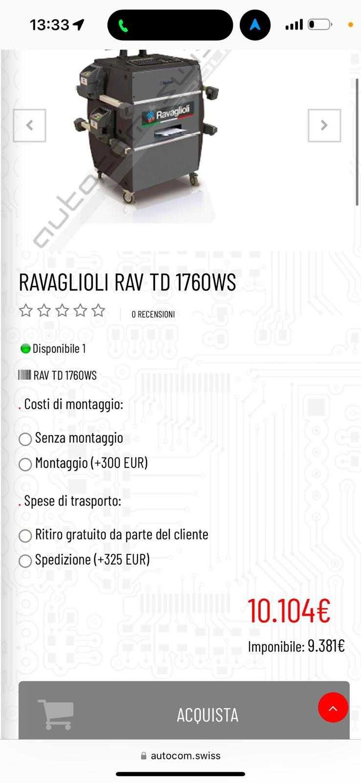Ravaglioli RAV TD 1760WS – Echipament profesional geometrie auto (nou)