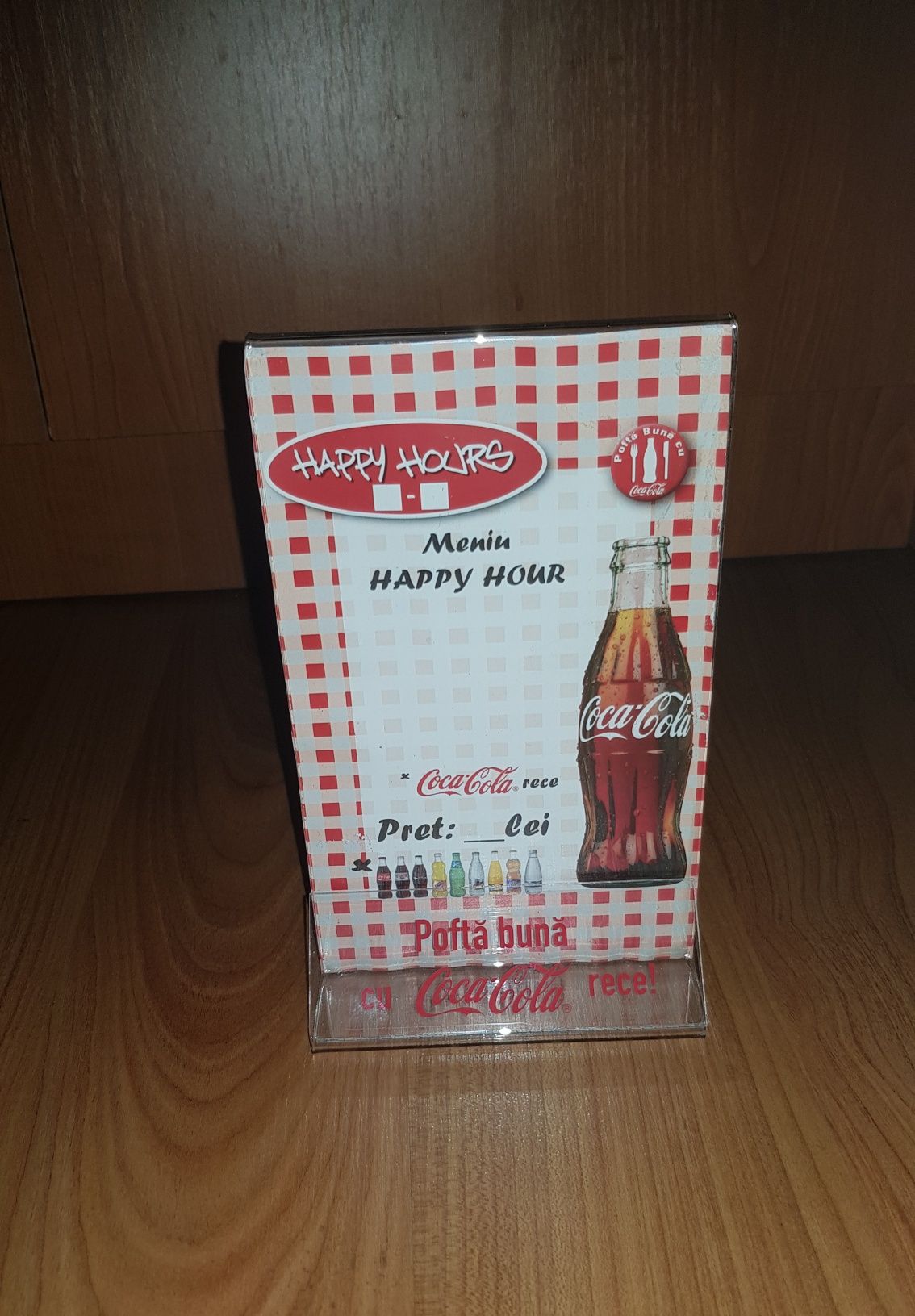 Suport meniu T holder 170x100mm / 17x10cm, logo Coca-Cola