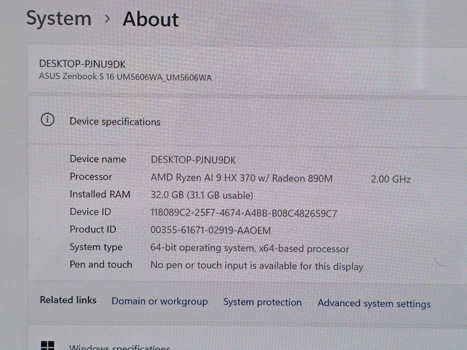 ASUS Zenbook S 16 OLED UM5606WA - KLI Amanet