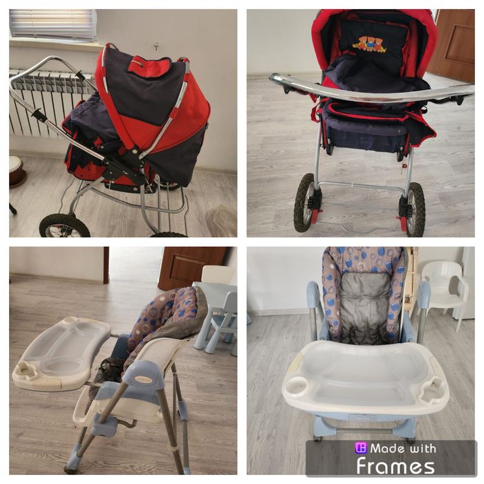 Детские коляски и стол для кормление