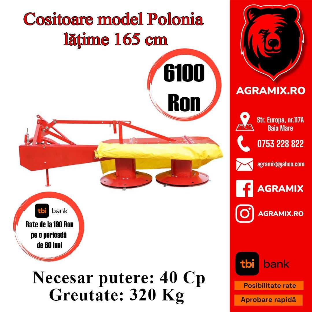 Cositoare poloneza de 1.05-1.85m cu 2 tamburi, noi Agramix