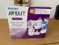 Avent Natural комплект помпа + шише 125мл + 8 контейнера