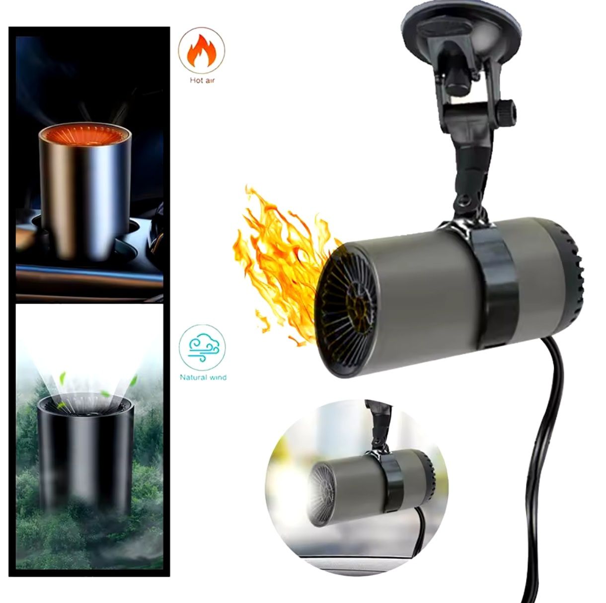 Печка за кола, размразител за прозореци, тип микрофон, 150W, 12V