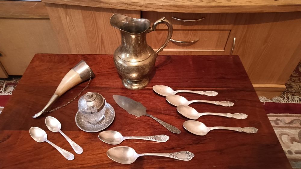 Посуда. Предметы из мельхиора и латуни винтаж.