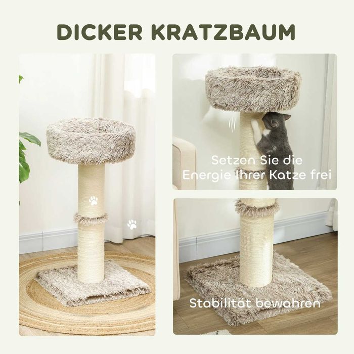 PawHut Дърво за котки, 87 см, Кула за котки с дебела драскалка