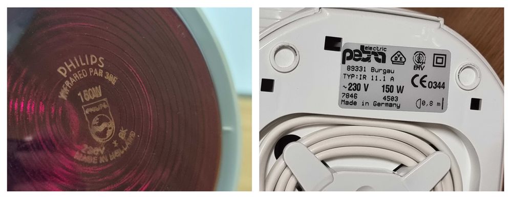 Lampa cu lumina infrarosie, reumatism, dureri, Petra 150W