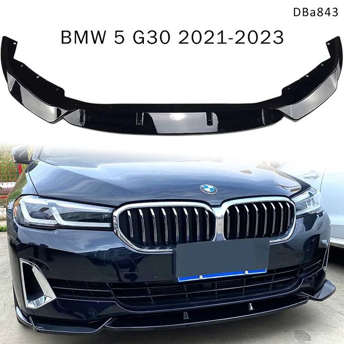 Черен лип спойлер предна броня BMW 5 G30 21-23 Facelift бмв г30 фейс