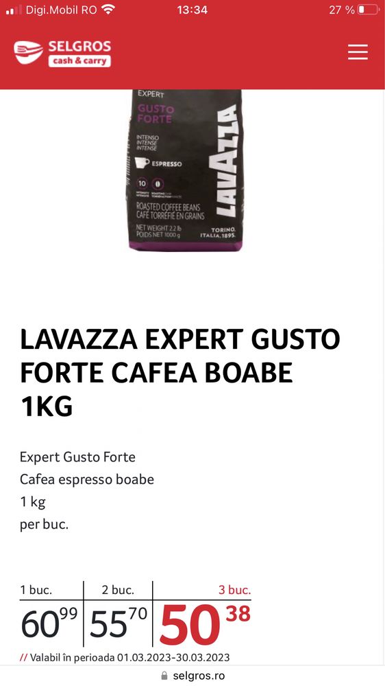 Cafea Boabe Lavazza Gusto Forte Expert, 1 Kg (transport gratuit)