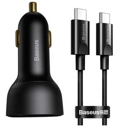 Зарядно за кола Baseus Superme USB, USB-C, 100W + USB-C кабел