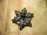 Cutie pudra colorata, bronz, Hindu, India, vintage