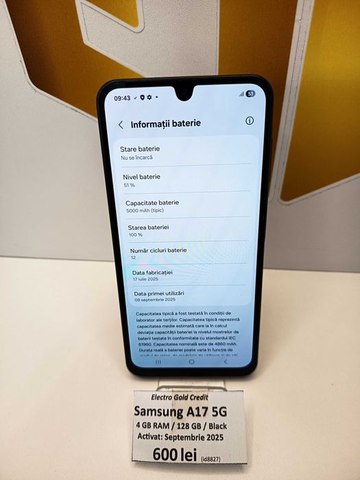 Samsung A17 5G 4GB RAM/128GB/Black ID8827