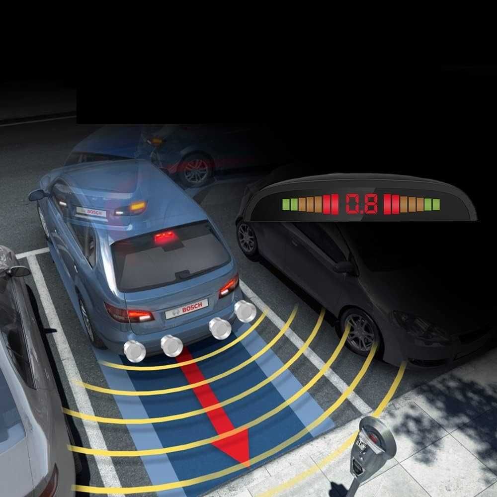 Безжичен парктроник с 4 сензора и LED дисплей - ЧЕРЕН/СИВ