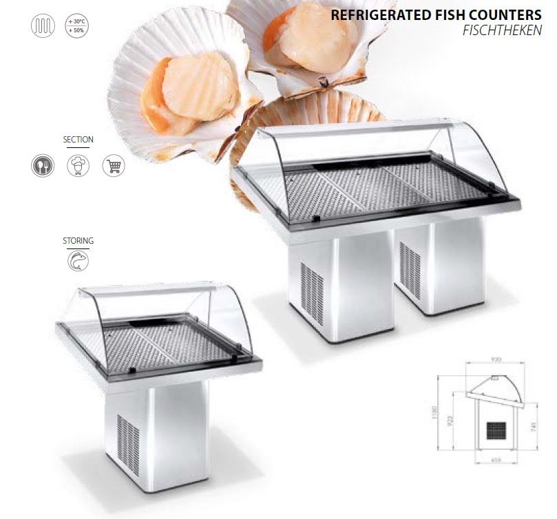 Vitrina refrigerare peste / 188 cm / INOX / NOU